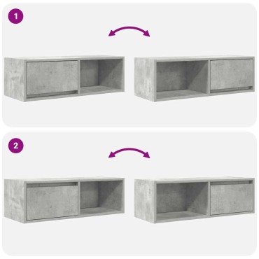 vidaXL Έπιπλο Τηλεόρασης Γκρι Σκυροδέματος 80x31x25,5cm Επεξεργ. Ξύλο