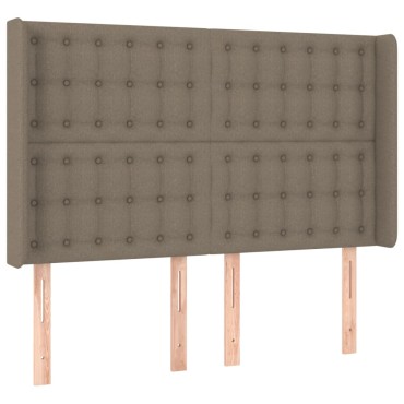 vidaXL Κρεβάτι Boxspring με Στρώμα & LED Taupe 140x200 εκ. Υφασμάτινο