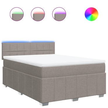 vidaXL Κρεβάτι Boxspring με Στρώμα Taupe 140x200 εκ. Υφασμάτινο