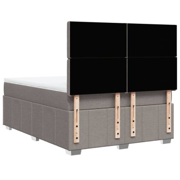 vidaXL Κρεβάτι Boxspring με Στρώμα Taupe 140x200 εκ. Υφασμάτινο