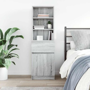 vidaXL Κομοδίνο Γκρι Sonoma 39x35x125cm από Επεξεργασμένο Ξύλο 1 τεμ.