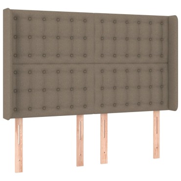 vidaXL Κρεβάτι Boxspring με Στρώμα & LED Taupe 140x200 εκ. Υφασμάτινο