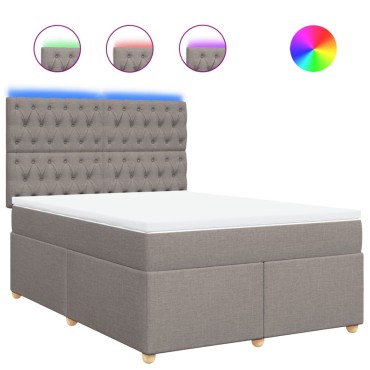 vidaXL Κρεβάτι Boxspring με Στρώμα Taupe 140x200cm Υφασμάτινο 1 τεμ. - Διπλό