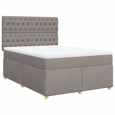 vidaXL Κρεβάτι Boxspring με Στρώμα Taupe 140x200cm Υφασμάτινο 1 τεμ. - Διπλό