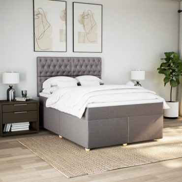 vidaXL Κρεβάτι Boxspring με Στρώμα Taupe 140x200cm Υφασμάτινο 1 τεμ. - Διπλό