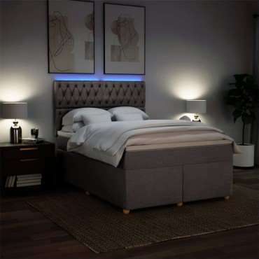 vidaXL Κρεβάτι Boxspring με Στρώμα Taupe 140x200cm Υφασμάτινο 1 τεμ. - Διπλό