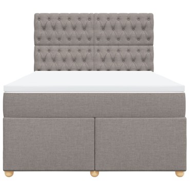 vidaXL Κρεβάτι Boxspring με Στρώμα Taupe 140x200cm Υφασμάτινο 1 τεμ. - Διπλό