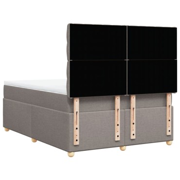 vidaXL Κρεβάτι Boxspring με Στρώμα Taupe 140x200cm Υφασμάτινο 1 τεμ. - Διπλό