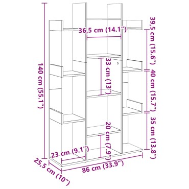 vidaXL Ντουλάπι βιβλίων Artisan Oak 86x25,5x140cm Ξύλο μηχανής 1 τεμ.