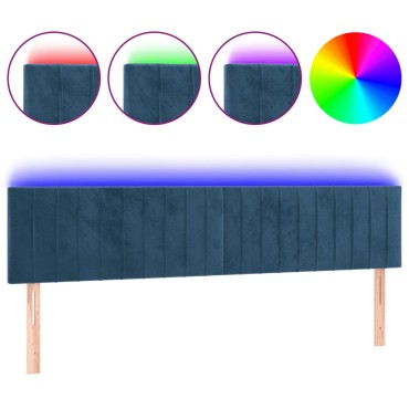vidaXL Κεφαλάρι Κρεβατιού LED Σκούρο Μπλε 180x5x78/88cm Βελούδινο 1 τεμ.