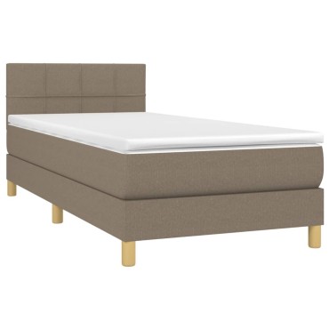 vidaXL Κρεβάτι Boxspring με Στρώμα Taupe 80x200 εκ. Υφασμάτινο