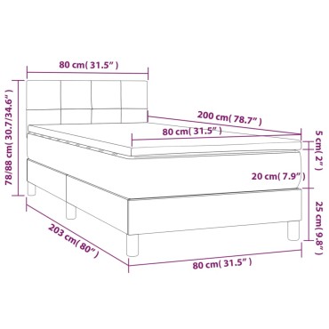 vidaXL Κρεβάτι Boxspring με Στρώμα Taupe 80x200 εκ. Υφασμάτινο