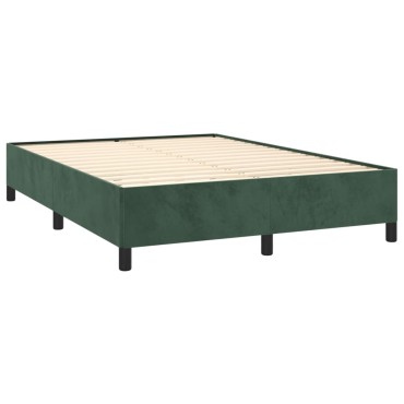 vidaXL Κρεβάτι Boxspring με Στρώμα Σκούρο Πράσινο 140x200εκ. Βελούδινο