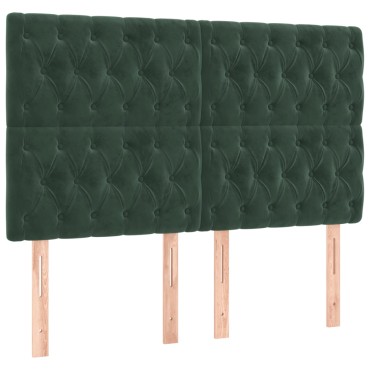 vidaXL Κρεβάτι Boxspring με Στρώμα Σκούρο Πράσινο 140x200εκ. Βελούδινο