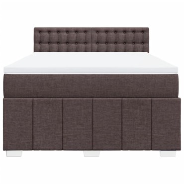 vidaXL Κρεβάτι Boxspring με Στρώμα Σκούρο Καφέ 140x200 εκ Υφασμάτινο
