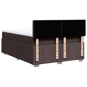 vidaXL Κρεβάτι Boxspring με Στρώμα Σκούρο Καφέ 140x200 εκ Υφασμάτινο