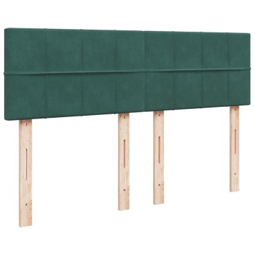 vidaXL Κρεβάτι Boxspring με Στρώμα Σκούρο Πράσινο 140x200εκ. Βελούδινο