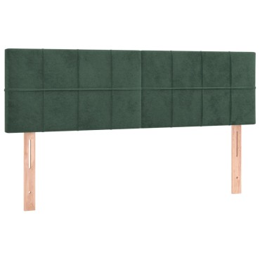 vidaXL Κρεβάτι Boxspring με Στρώμα & LED Σκ. Πράσινο 140x200εκ Βελούδο