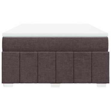 vidaXL Κρεβάτι Boxspring με Στρώμα Σκούρο Καφέ 140x200 εκ Υφασμάτινο