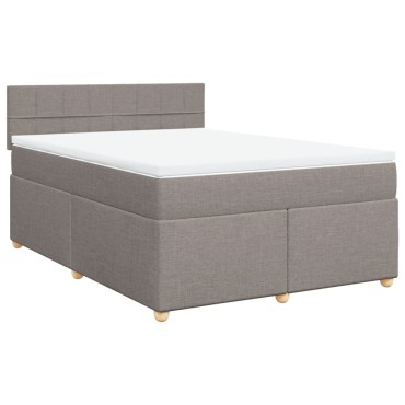 vidaXL Κρεβάτι Boxspring με Στρώμα Taupe 140x200cm Υφασμάτινο 1 τεμ. - Διπλό