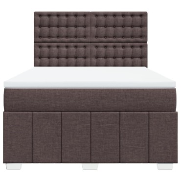 vidaXL Κρεβάτι Boxspring με Στρώμα Σκούρο Καφέ 140x200 εκ Υφασμάτινο