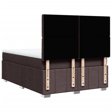 vidaXL Κρεβάτι Boxspring με Στρώμα Σκούρο Καφέ 140x200 εκ Υφασμάτινο