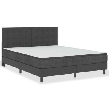 vidaXL Κρεβάτι Boxspring Σκούρο Γκρι 160 x 200 εκ. Υφασμάτινο