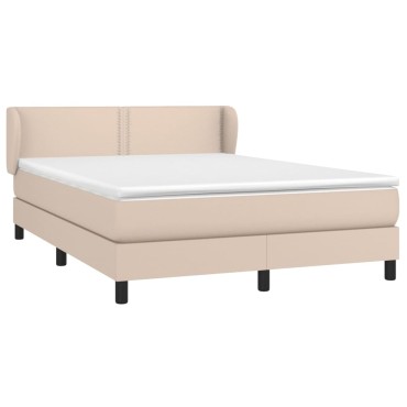 vidaXL Κρεβάτι Boxspring με Στρώμα Καπουτσίνο 140x200εκ.από Συνθ.Δέρμα