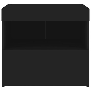 vidaXL Κομοδίνα με Φώτα LED 2 τεμ. Μαύρα 50x40x45cm