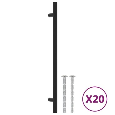 vidaXL Λαβές Ντουλαπιών 20 τεμ. Μαύρες 224 χιλ. από Ανοξείδωτο Ατσάλι