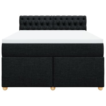 vidaXL Κρεβάτι Boxspring με Στρώμα Μαύρο 140x200 εκ. Υφασμάτινο