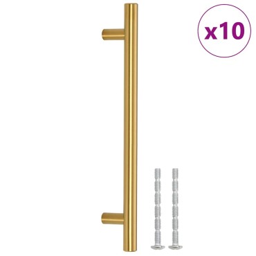 vidaXL Λαβές Ντουλαπιών 10 τεμ. Χρυσές 160 χιλ. από Ανοξείδωτο Ατσάλι
