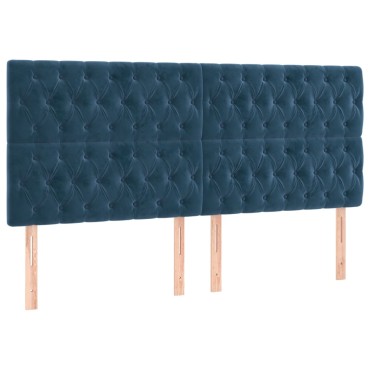 vidaXL Κρεβάτι Boxspring με Στρώμα Σκούρο Μπλε 180x200 εκ. Βελούδινο