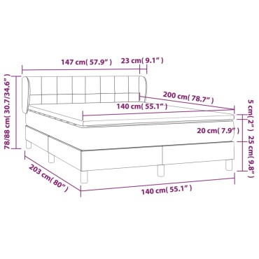vidaXL Κρεβάτι Boxspring με Στρώμα Σκούρο Πράσινο 140x200εκ. Βελούδινο