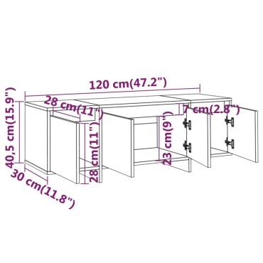vidaXL Έπιπλο Τηλεόρασης Καπνιστή Δρυς 120x30x40,5cm Επεξ. Ξύλο