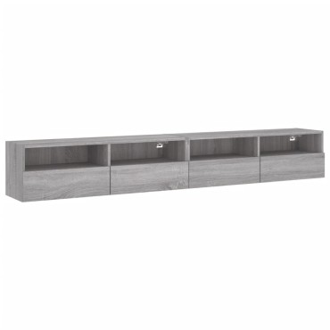 vidaXL Έπιπλα Τηλεόρασης Τοίχου 2 τεμ. Γκρι 100x30x30cm Επ. Ξύλο