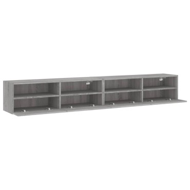 vidaXL Έπιπλα Τηλεόρασης Τοίχου 2 τεμ. Γκρι 100x30x30cm Επ. Ξύλο