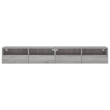 vidaXL Έπιπλα Τηλεόρασης Τοίχου 2 τεμ. Γκρι 100x30x30cm Επ. Ξύλο