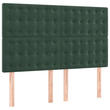 vidaXL Κρεβάτι Boxspring με Στρώμα Σκούρο Πράσινο 140x200εκ. Βελούδινο