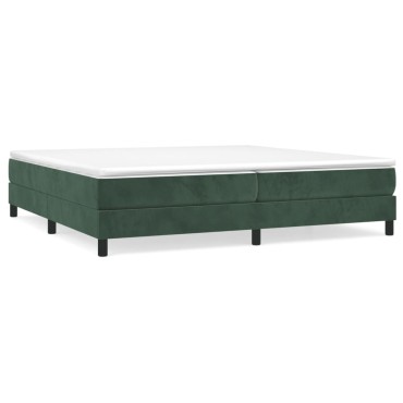 vidaXL Κρεβάτι Boxspring με Στρώμα Σκούρο Πράσινο 200x200εκ. Βελούδινο