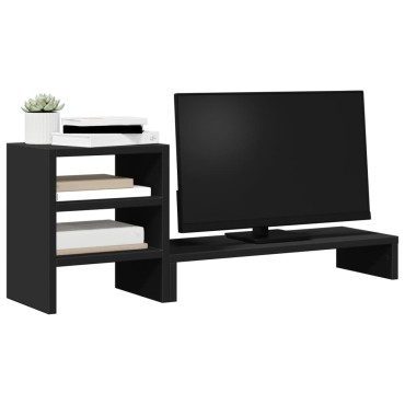 vidaXL Βάση Οθόνης με Organiser Γραφείου Μαύρη από Επεξεργασμένο Ξύλο