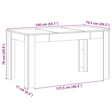 vidaXL Τραπεζαρία Παλιό Ξύλο 140x74,5x76cm από Επεξεργασμένο Ξύλο 1 τεμ.