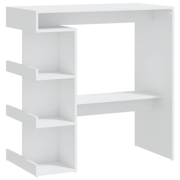 vidaXL Τραπέζι Μπαρ με Ράφια Λευκό 100x50x101,5cm από Επεξ. Ξύλο 1 τεμ.