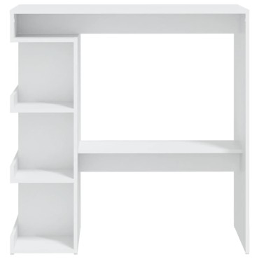 vidaXL Τραπέζι Μπαρ με Ράφια Λευκό 100x50x101,5cm από Επεξ. Ξύλο 1 τεμ.