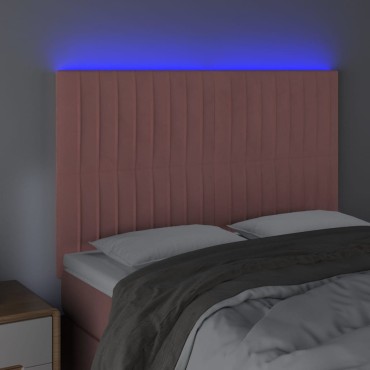 vidaXL Κεφαλάρι Κρεβατιού LED Ροζ 144x5x118/128cm Βελούδινο 1 τεμ.