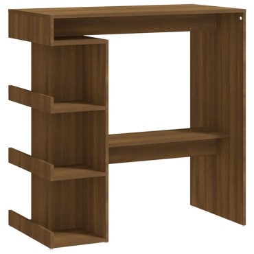 vidaXL Τραπέζι Μπαρ με Ράφια Καφέ Δρυς 100x50x101,5cm από Επεξ. Ξύλο 1 τεμ.