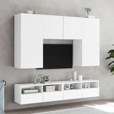 vidaXL Ντουλάπια Τηλεόρασης Τοίχου 2 τεμ. Λευκά 100x30x30cm Επεξ. Ξύλο