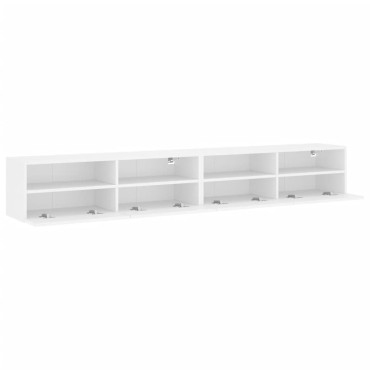 vidaXL Ντουλάπια Τηλεόρασης Τοίχου 2 τεμ. Λευκά 100x30x30cm Επεξ. Ξύλο