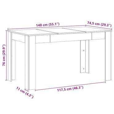 vidaXL Τραπεζαρία Τεχνίτης Δρυς 140x74,5x76cm Επεξεργασμένο Ξύλο 1 τεμ.