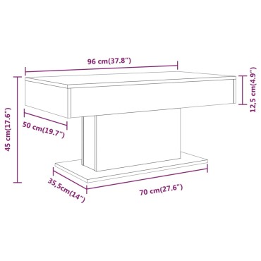 vidaXL Τραπεζάκι Σαλονιού Καφέ Δρυς 96x50x45cm Επεξεργασμένο Ξύλο 1 τεμ.
